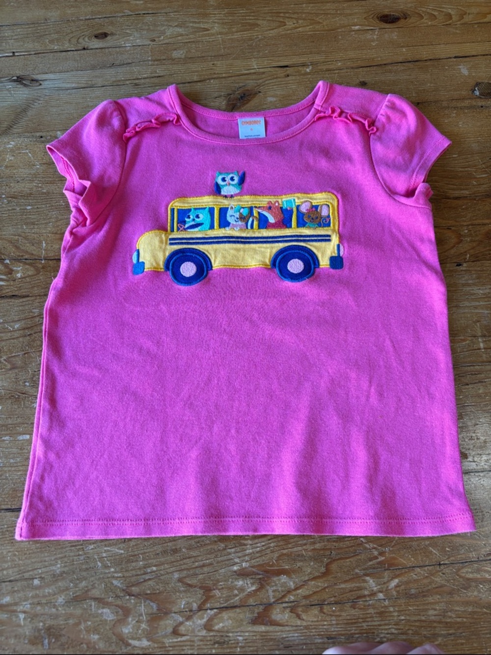 Gymboree Hot Pink School Bus Appliqué Tee